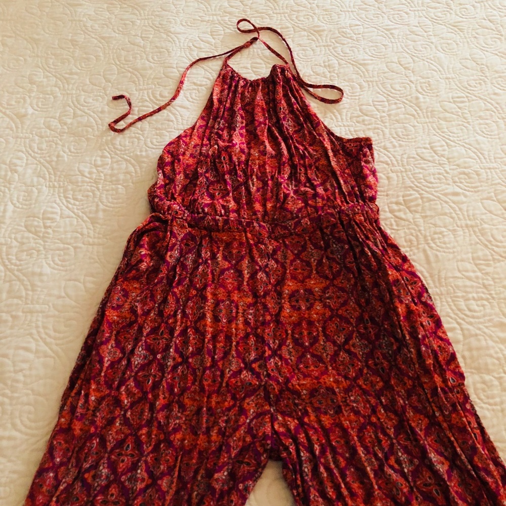 Paisley Print Backless Haltered Jumpsuit